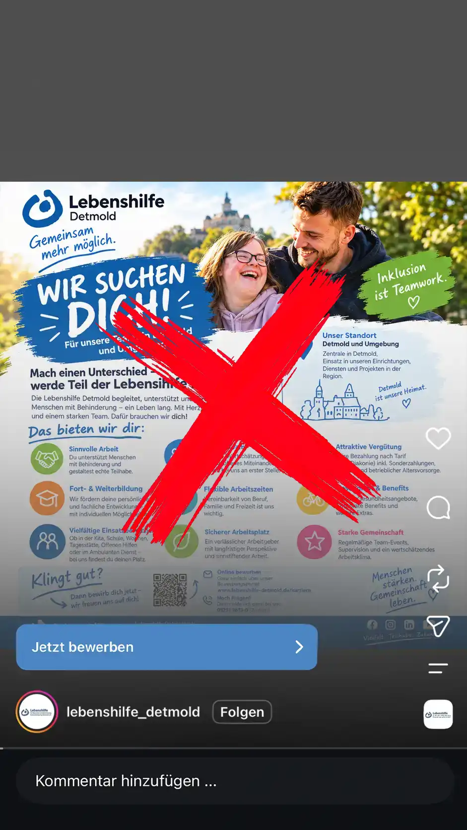 Recruiting-Creative aus der Vorlagen-Bibliothek: Stock-Foto, bunter Icon-Grid, QR-Code, alles auf einmal